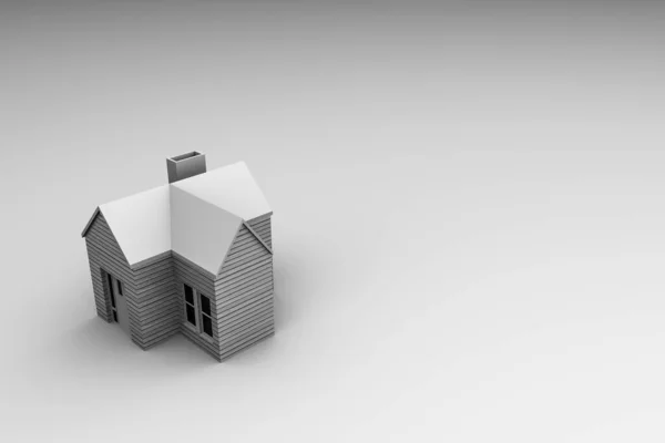 Enkelt Hus Isolerad Vit Bakgrund Illustration — Stockfoto
