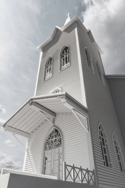 Iglesia Presbiteriana Debajo Cielo Azul Ilustración — Foto de Stock