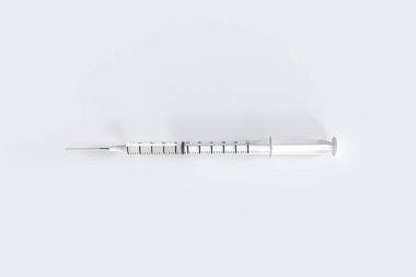Beyaz zemin üzerinde izole şırınga 3d hastalıklandırma 