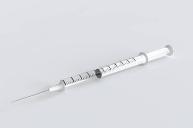 Beyaz zemin üzerinde izole şırınga 3d hastalıklandırma