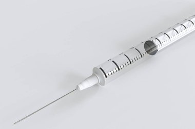 Beyaz zemin üzerinde izole şırınga 3d hastalıklandırma