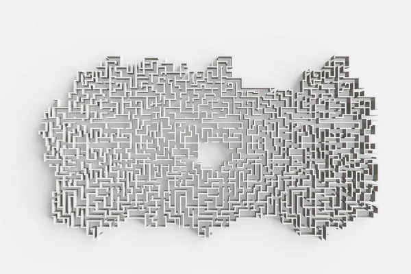 Enorme Labirinto Isolato Sfondo Bianco Illustrazione — Foto Stock