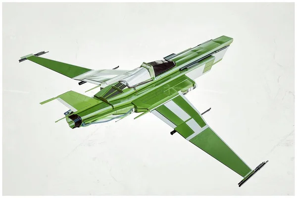 Illustration Ett Rymdskepp Fighter Isolerad Vit Bakgrund — Stockfoto