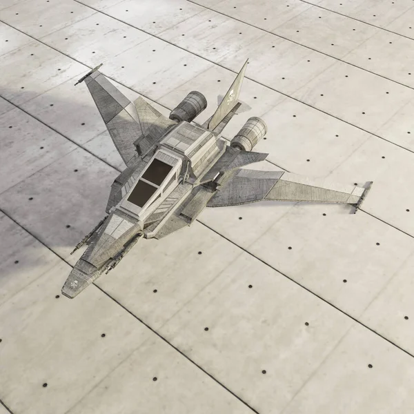 Spaceship Fighter Toy Concrete Floor Illustration — Stock Photo, Image