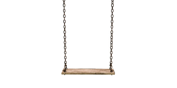 wooden swing isolated on white background 3d illustration