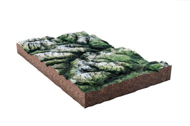 Dilimlenmiş toprak beyaz zemin üzerinde izole edilmiş 3d illüstrasyon 