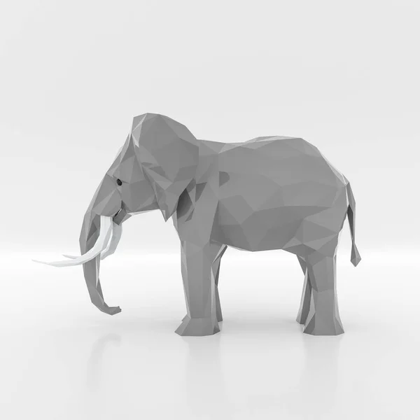 Elephant Low Poly Isolated White Background Illustration — Stock Photo, Image