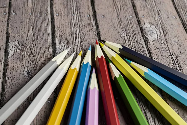 Pencils Set Wooden Floor Illustration — Stock Photo, Image