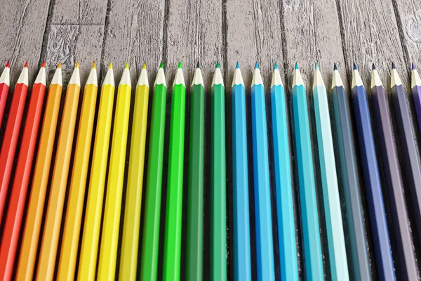 Pencils Set Wooden Floor Illustration — Stock Photo, Image