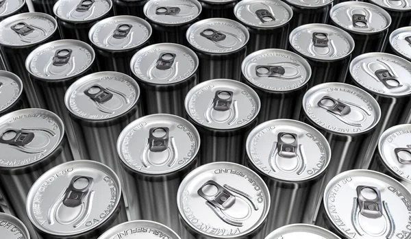 Latas Metal Aisladas Sobre Fondo Blanco Ilustración —  Fotos de Stock