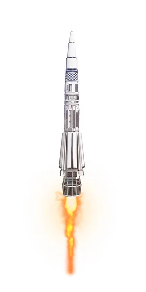 Cohete Despegue Aislado Blanco Ilustración —  Fotos de Stock