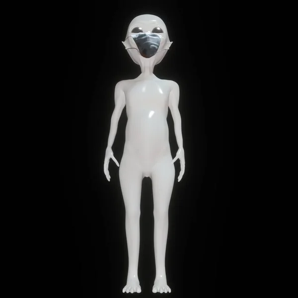 Alienígena Com Máscara Facial Posando Ilustração Escura — Fotografia de Stock