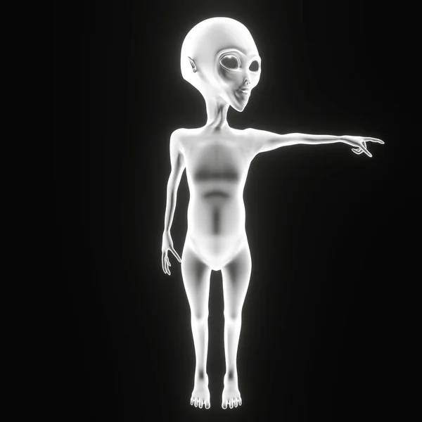 Alien Poseren Het Donker Illustratie — Stockfoto
