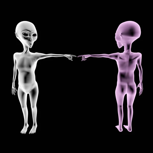 Aliens Posing Dark Illustration — Stock Photo, Image