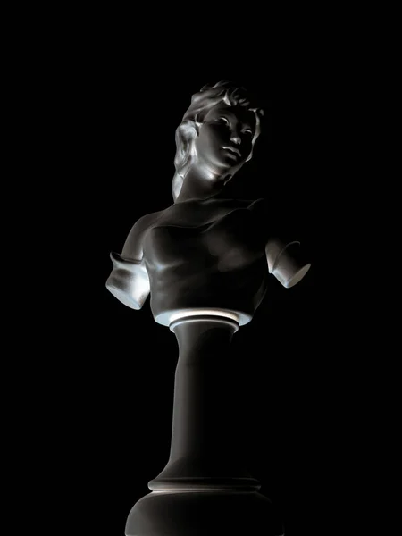 黒の背景に隔離された胸像3Dイラスト — ストック写真