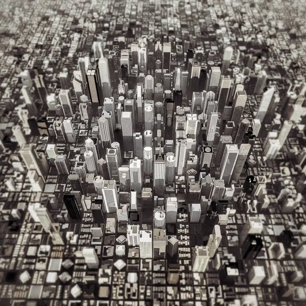 Downtown Financial District Top View Illustration — Stock Photo, Image