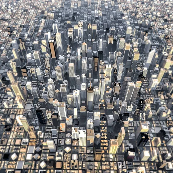 Downtown Financial District Top View Illustration — Stock Photo, Image