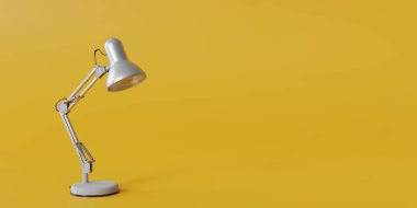 Masa lambası sarı arka planda izole edildi. 3D illüstrasyon 