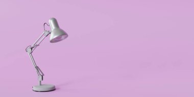 Masa lambası pembe arka planda izole edilmiş 3d illüstrasyon