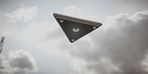 空を飛ぶUfo 3Dイラスト — ストック写真