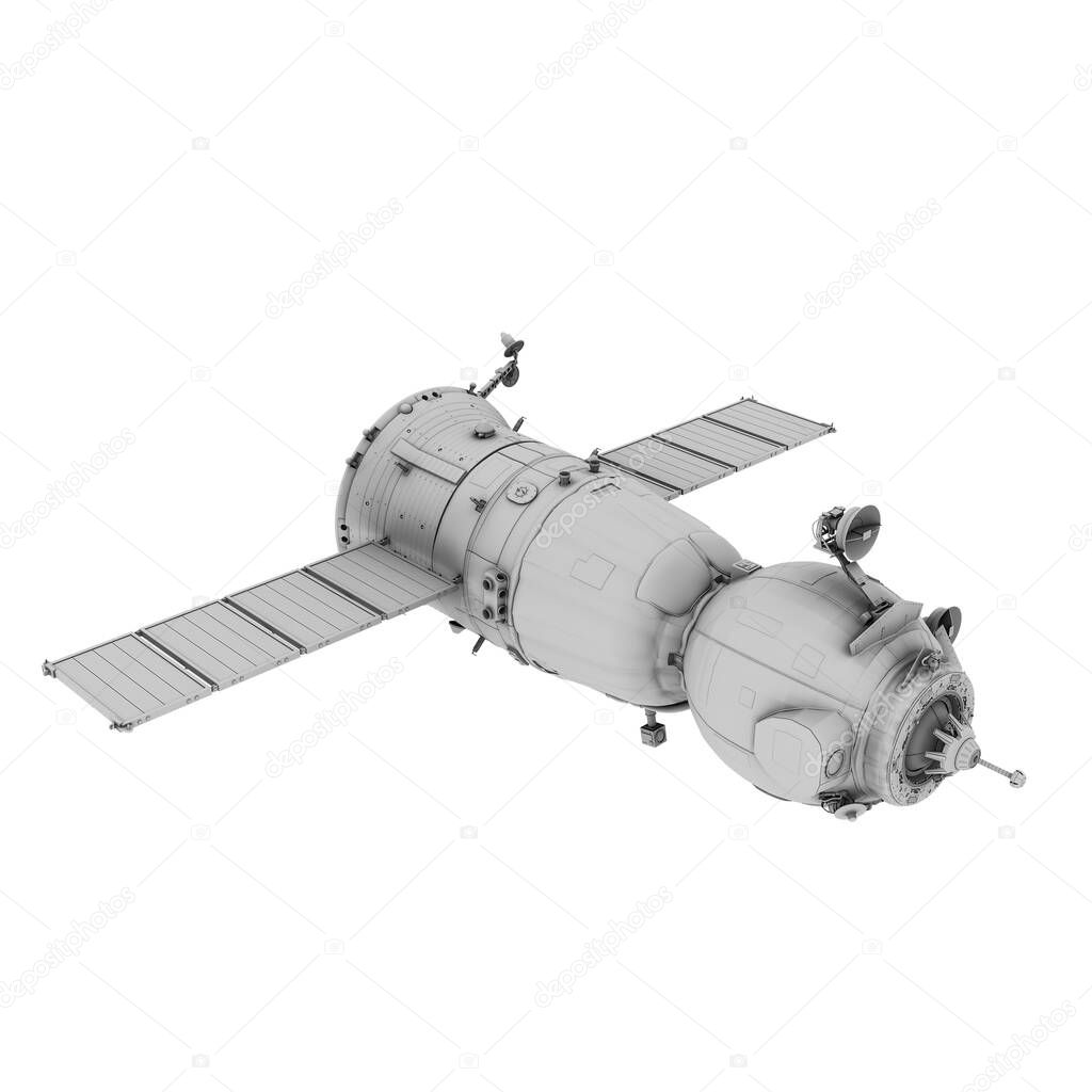 old satellite isolated on white 3d illustration 