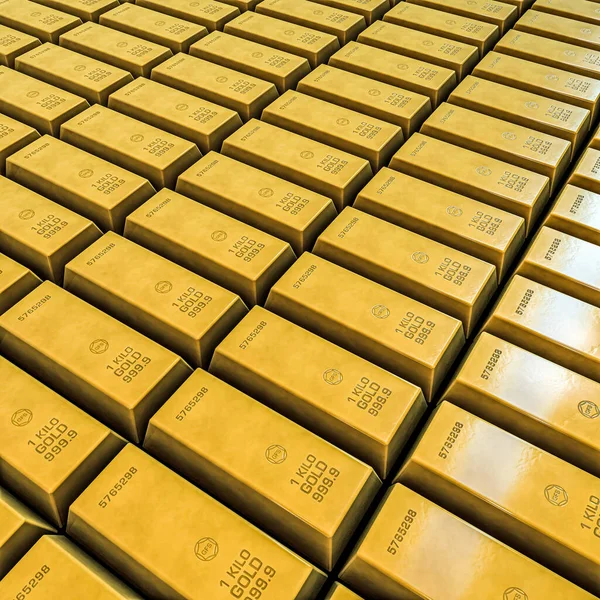 Huge Stack Gold Bars Illustration — Stock Photo, Image