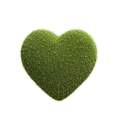 yeşil kalp beyaz zemin üzerinde izole edilmiş. 3d illüstrasyon 