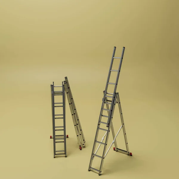 Escaleras Aisladas Sobre Fondo Amarillo Ilustración —  Fotos de Stock