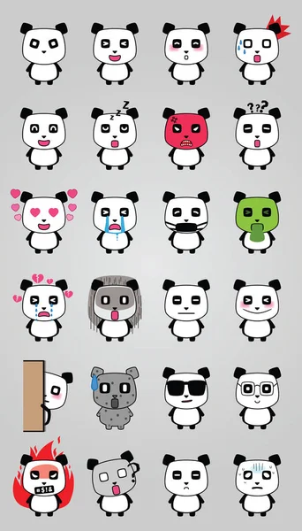 şirin komik karikatür pandalar kümesi