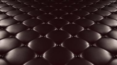 Siyah kapitone deri yüzey üzerinde uçuş 3d animasyon. Döngülü video.