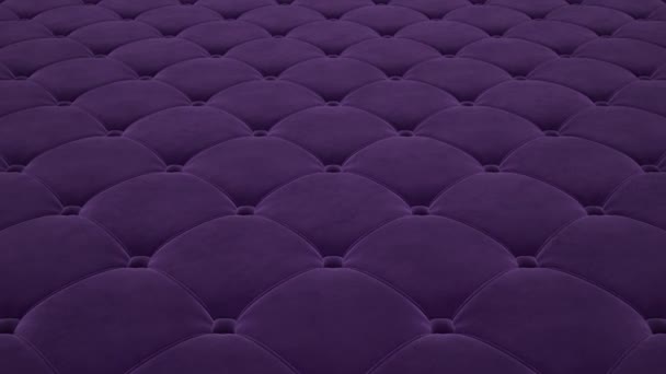 Animación 3D del vuelo sobre una superficie de terciopelo acolchado púrpura. Vídeo en bucle . — Vídeos de Stock