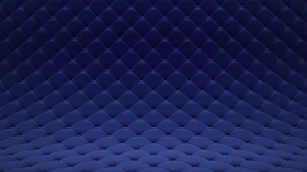 3D motion animation of blue quilted velvet surface with blue leather straps. Realistic animation of high quality. Looped video. — Stock Video