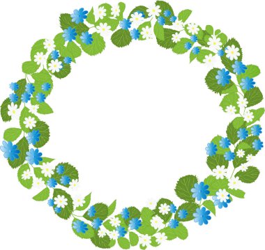 Vektör çelenk mavi çiçek