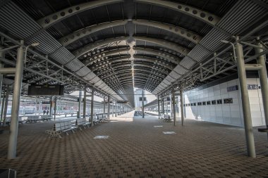 Kyiv, Ukrayna - 27 Mayıs 2020: Coronavirus karantinası nedeniyle Kiev 'deki boş merkez tren istasyonu