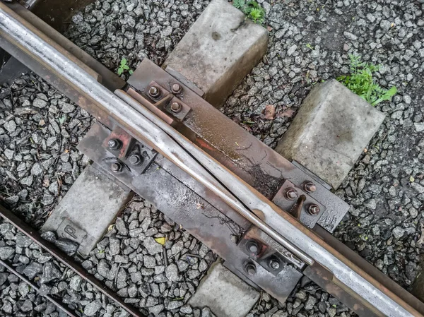 Schienenverbindung Auf Schiene Nahaufnahme — Stockfoto