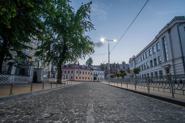 Prázdná Ulice Centru Východoevropského Města Kyjev Soumraku — Stock fotografie