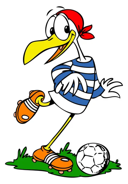 Futbol vektör çizim oynarken karikatür martı