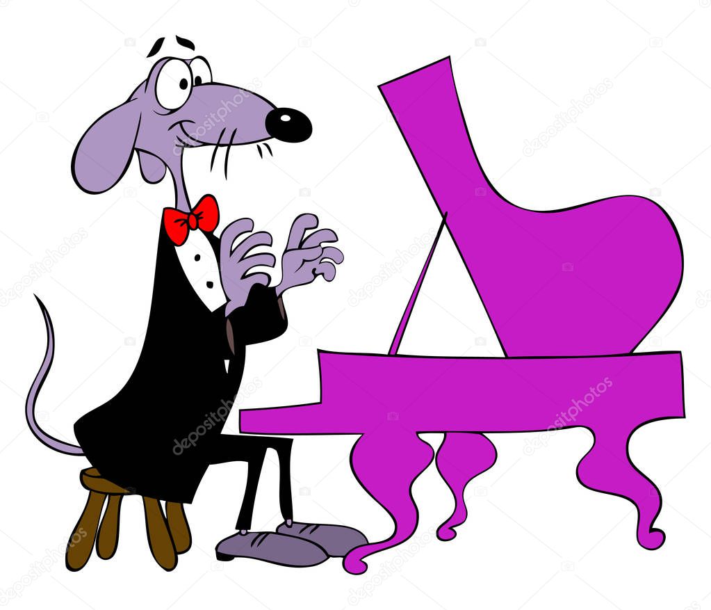 Ludvig Van Dog. Cartoon dog preparing for his first recital vector illustration