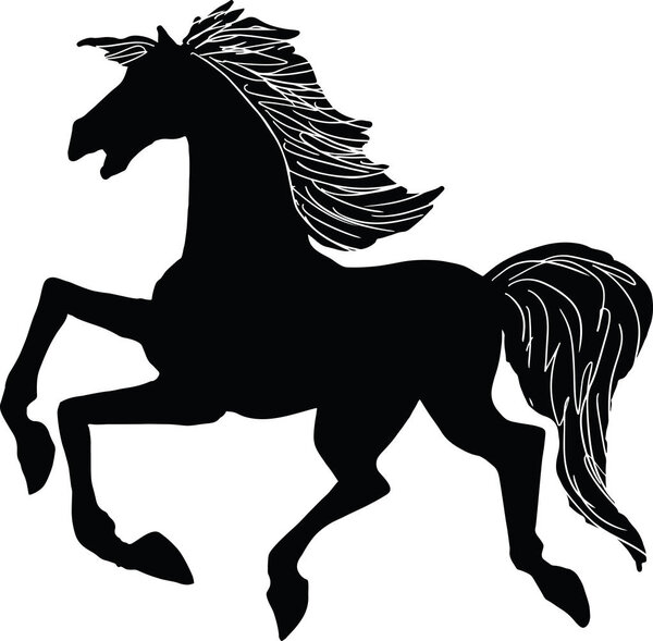 Векторная иллюстрация силуэта скачущей лошади
