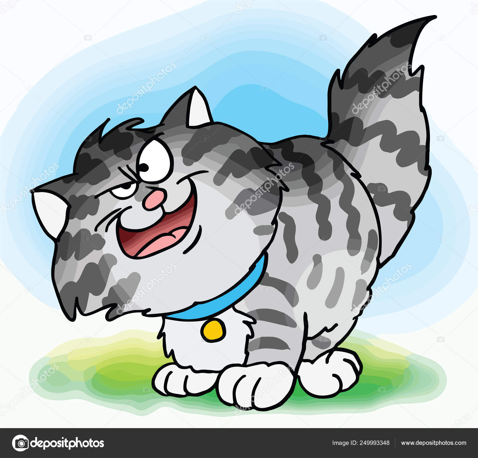 Gato De Desenho Animado Bonito Ilustração do Vetor - Ilustração de  desenhado, cinzento: 169759060