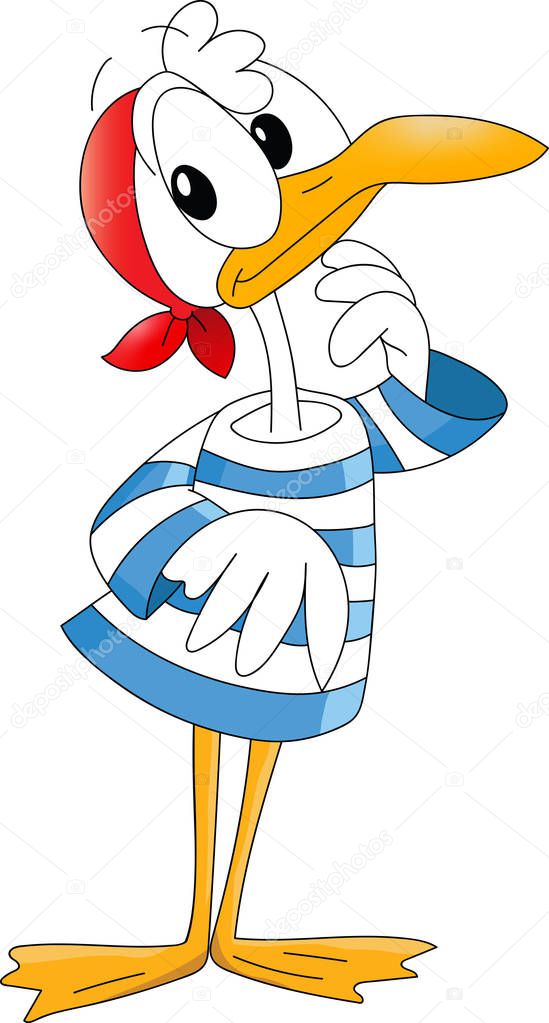 Cartoon seagull seems like he has an idea vector illustration