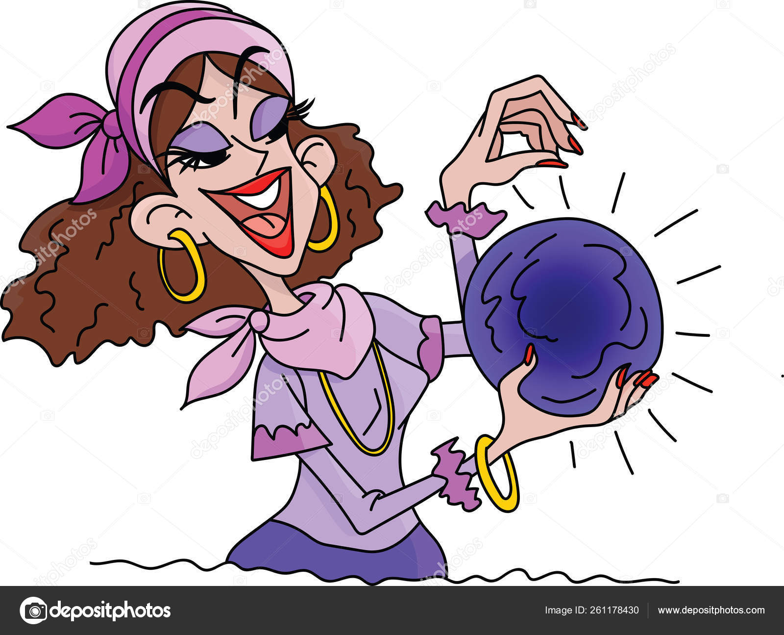 Гадалка Хрустальным Шаром Руках Векторная Иллюстрация Векторное.