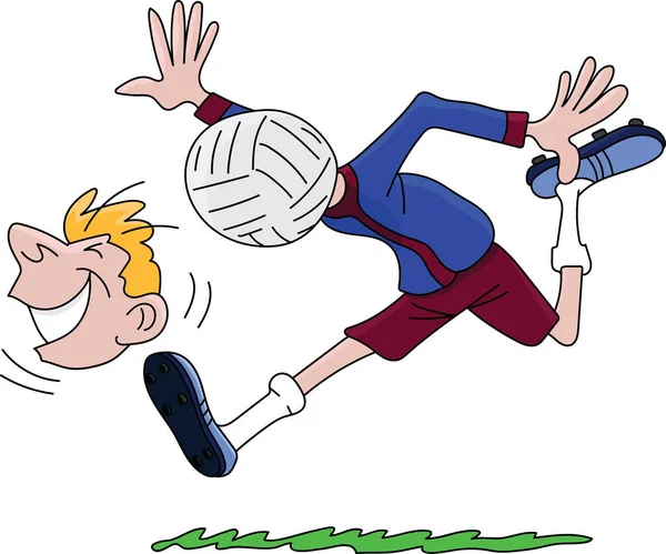 Homme Pensant Illustration Vectorielle Dessin Animé Football — Image vectorielle