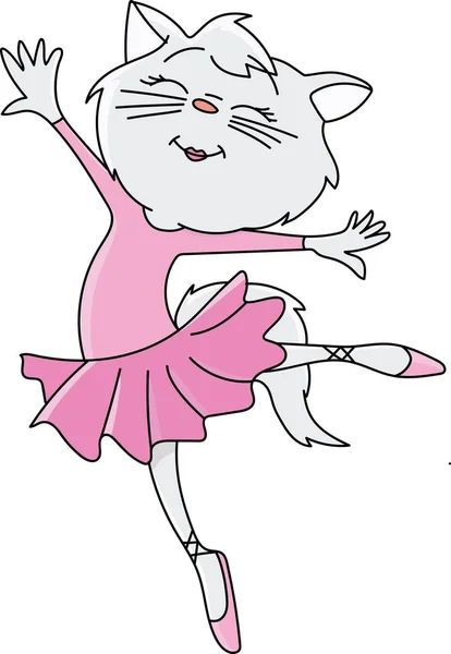 Tecknad Ballerina Katt Dansa Glatt Vektor Illustration — Stock vektor