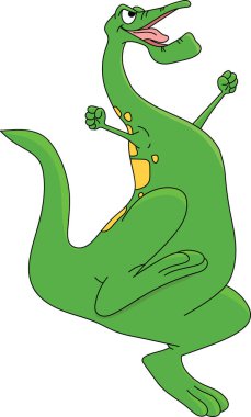 Mutlu karikatür dinozor hava vektör illüstrasyon atlama