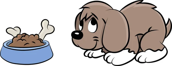 Zeit Zum Abendessen Für Die Niedliche Zeichentrick Hundevektorillustration — Stockvektor