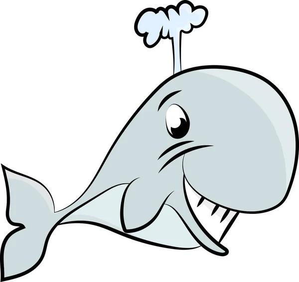 Leuke Cartoon Walvis Zwemmen Onderwater Vector Illustratie Voor Kinderen — Stockvector