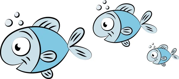 Escola Peixes Natação Subaquática Desenho Animado Ilustração Vetorial —  Vetores de Stock