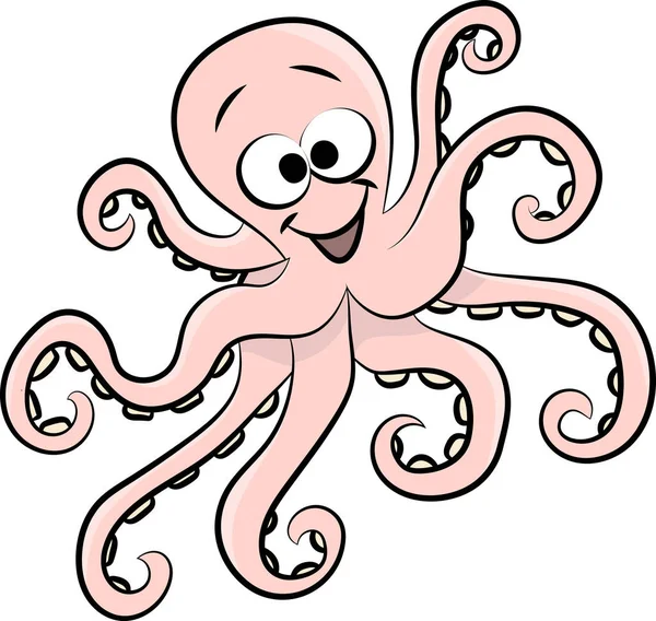 Cartoon Octopus Usměvavý Vektorový Ilustrace Pro Děti — Stockový vektor