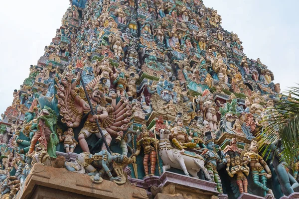 Détail Des Principaux Gopurams Tours Entrée Une Entrée Principale Temple — Photo